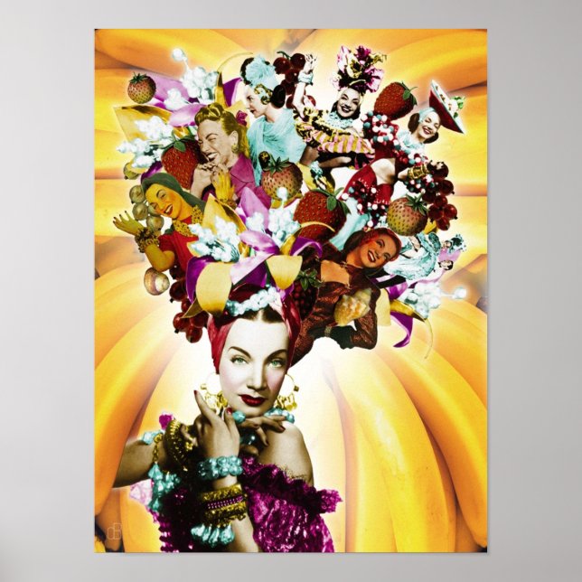Affiche Collage Portrait Carmen Miranda (Devant)