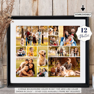 Affiche Collage Simple de 12 Photos Unique