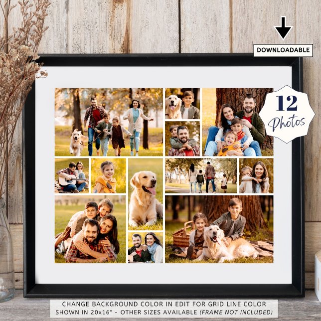 Affiche Collage Simple de 12 Photos Uniques (Créateur téléchargé)