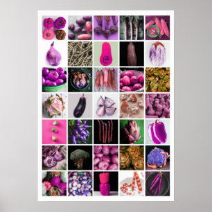 Affiche Collage VEGETABLES - rose/pourpre