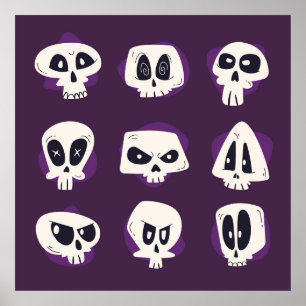 Affiche Collecte de crânes à plat à main dia de muertos s