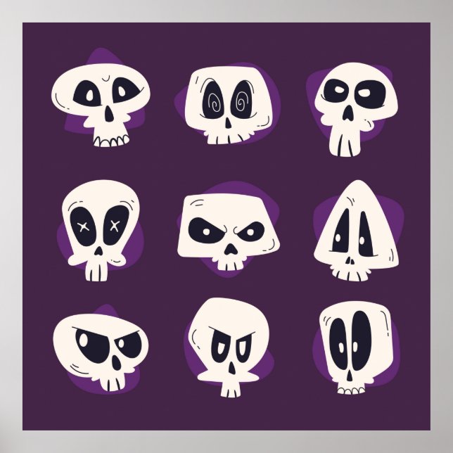 Affiche Collecte de crânes à plat à main dia de muertos s (Devant)