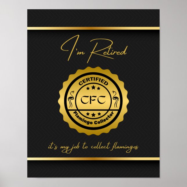Affiche Collecteur de Flamant rose certifié retraité Noir  (Devant)