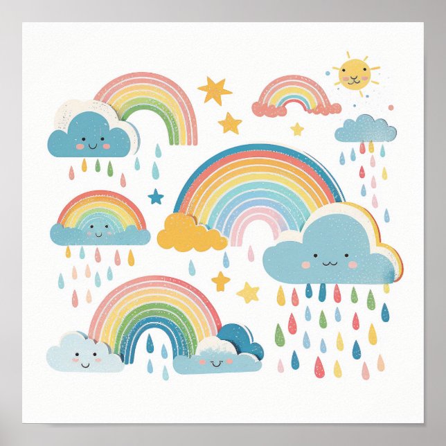 Affiche Collection Arc-en-ciel Boho moderne (Devant)