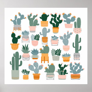Affiche Collection Cactus dans Pots Design