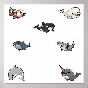 Affiche Collection d'animaux de mer