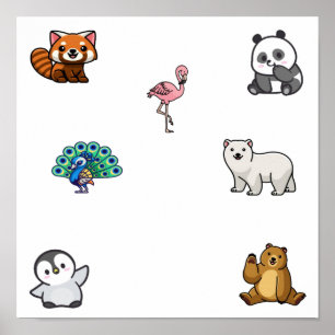 Affiche Collection d'animaux sauvages