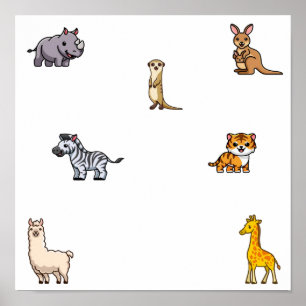 Affiche Collection d'animaux sauvages