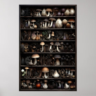 Affiche Collection de champignons dans la mousse, bois aut