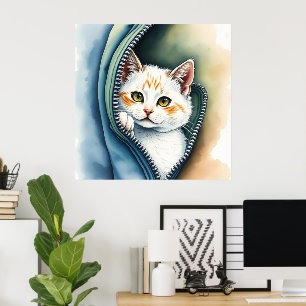 Affiche Collection de chats d'aquarelle magnifique moderne