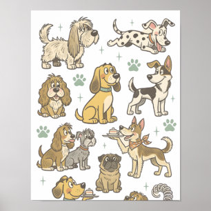 Affiche Collection de cliparts de chiens de dessin animé v