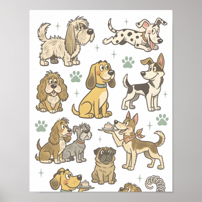 Affiche Collection de cliparts de chiens de dessin animé v (Devant)