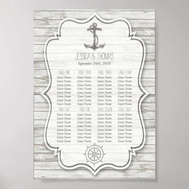 Affiche Collection de mariage de plage en bois blanchi à l (Devant)