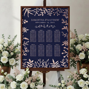 Affiche Collection de mariage florale élégante Navy & Rose