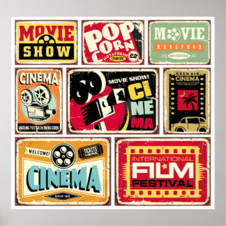 Affiche Collection de panneaux en étain de cinéma vintage.