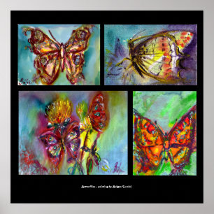 AFFICHE COLLECTION DE PAPILLONS COLORÉS