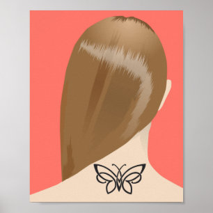 Affiche Collection De Tatouages Neck De Femme Imprimer, No