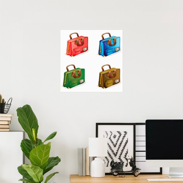 Affiche Collection de valises de voyage colorées (Créateur téléchargé)