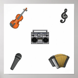 Affiche Collection d'instruments de musique