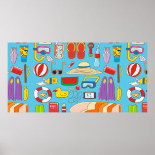 Affiche Collection d'objets d'été pour l'été à