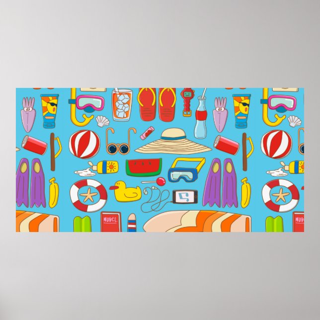 Affiche Collection d'objets d'été pour l'été à (Devant)