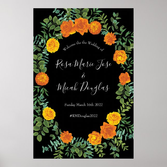 Affiche Collection Mariage gothique d'Halloween noir et or (Devant)