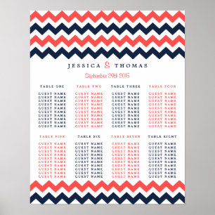 Affiche Collection Mariage moderne Chevron Marine & Coral