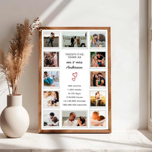 Affiche Collection photo personnalisée du 25e anniversaire (Créateur téléchargé)