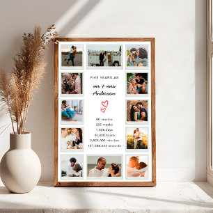 Affiche Collection photo personnalisée du 5e anniversaire 