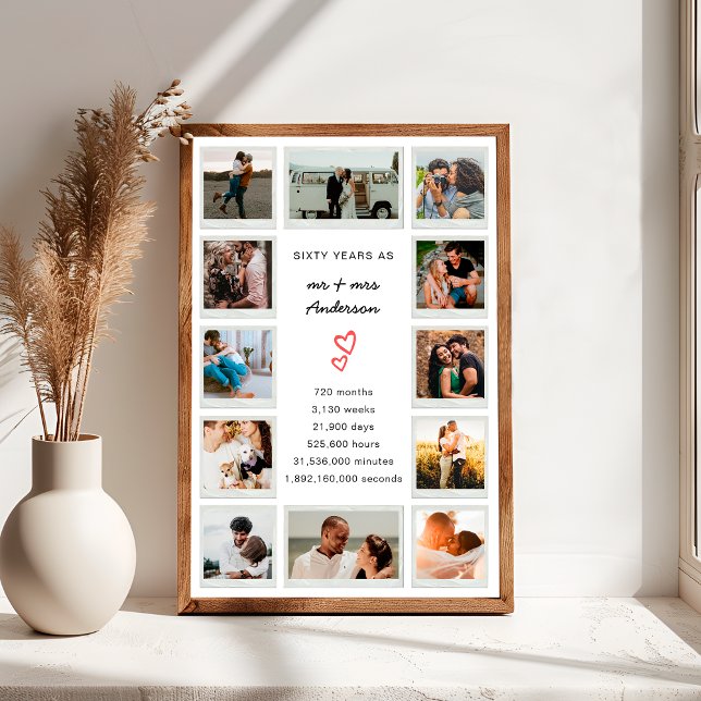 Affiche Collection photo personnalisée du 60e anniversaire (Créateur téléchargé)