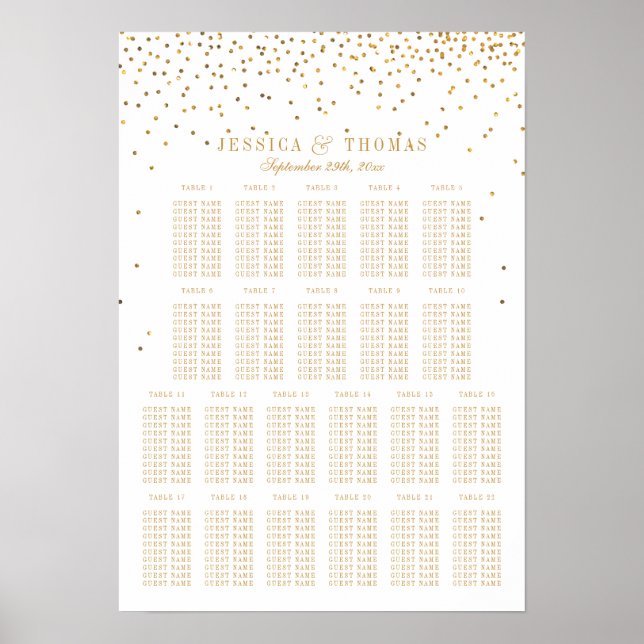 Affiche Collection Vintage de Mariage Glam Gold Confetti (Devant)