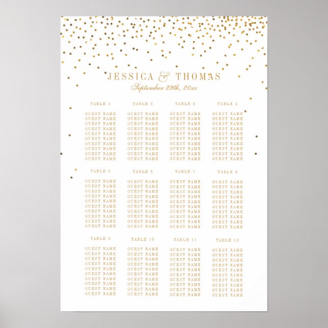 Affiche Collection Vintage de Mariage Glam Gold Confetti (Devant)