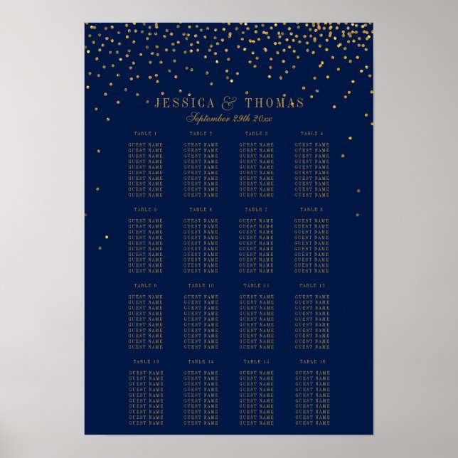 Affiche Collection Vintage de Mariage Glam Gold Confetti (Devant)