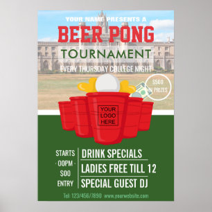 Affiche College Beer Pong Tournament ajouter logo et photo
