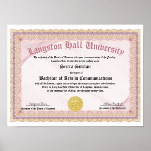 Affiche Collège d'honneur ou diplôme universitaire de répl