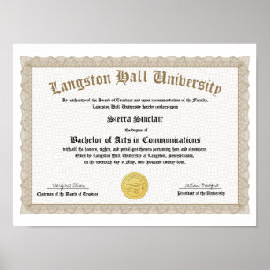 Affiche Collège d'honneur ou diplôme universitaire répliqu