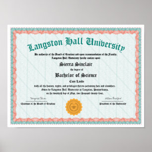 Affiche Collège d'honneur ou diplôme universitaire répliqu