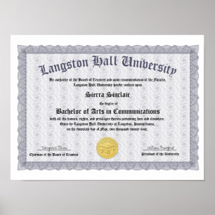 Affiche Collège d'honneur ou réplique de diplôme universit