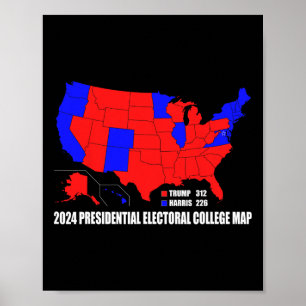 Affiche Collège électoral présidentiel Carte Usa Trump Har