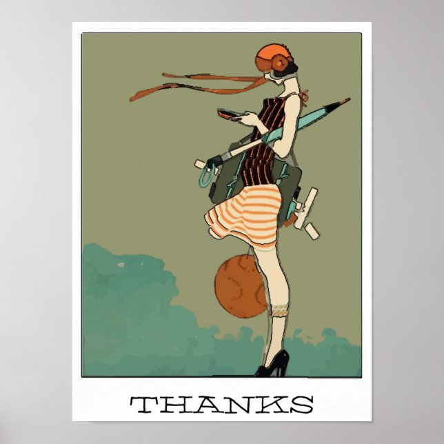 Affiche College Girl Texting, MERCI (Devant)