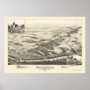 Affiche Collegeville, carte panoramique de PA - 1894
