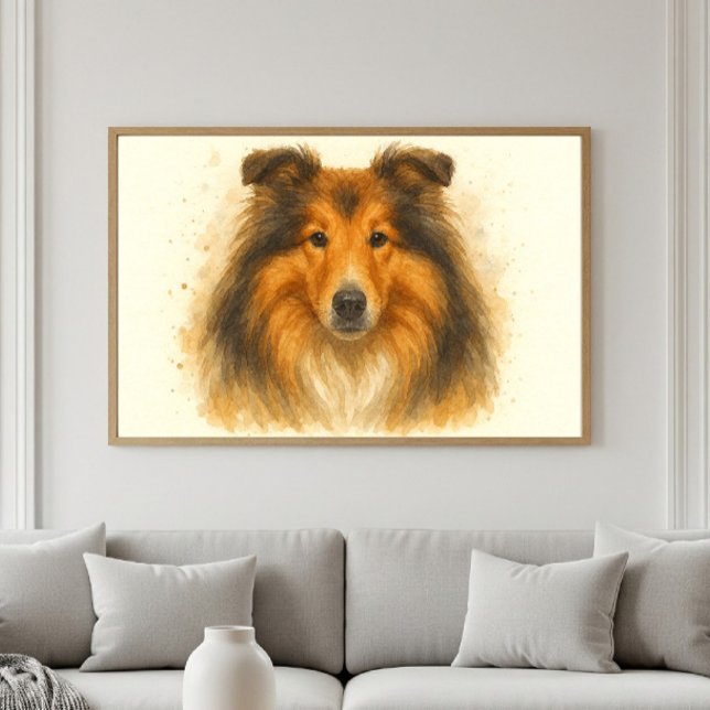 Affiche Collie Aquarelle Portrait - L'art du chien bien-ai (Créateur téléchargé)