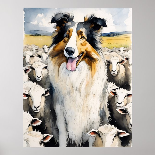 Affiche Collie - Art Chien Imprimer (Devant)