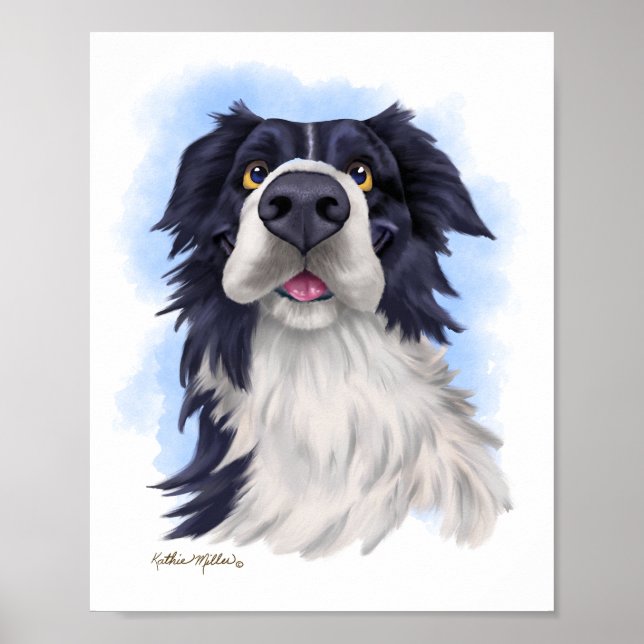 Affiche Collie de bande dessinée amusant  (Devant)