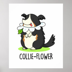 Affiche Collie-flower Funny Bordure Collie Chien Pun
