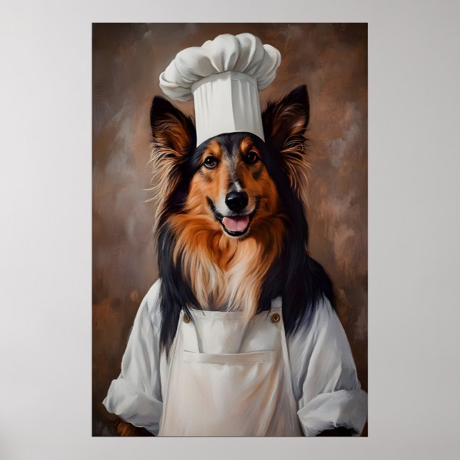 Affiche Collie In Chefs Hat Poster, Pet Poster, Collie In (Devant)