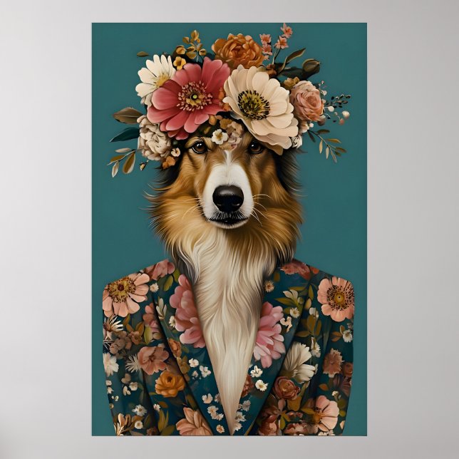 Affiche Collie In Suit Poster, Collie Portrait, Collie Oil (Devant)