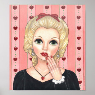 Affiche Collier Coeur Fille Blonde Tête Vase Lèvres Luscie
