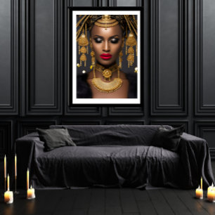 Affiche Collier de cheveux or africain noir orné de bijoux