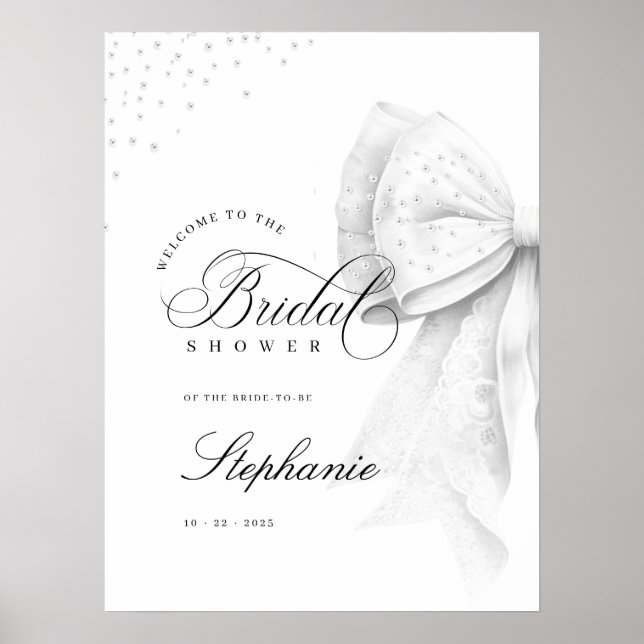 Affiche Collier de perles blanches pour Baby Shower de mar (Devant)